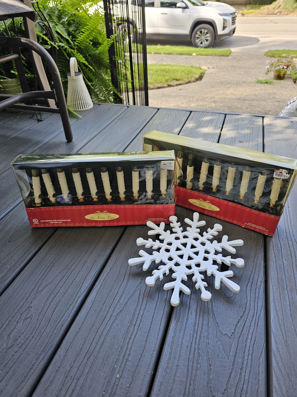 Vintage Mr. Window Light 10-Light Christmas Candolier Pair & Snowflake Trivet